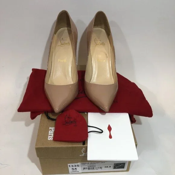 Christian Louboutin Women's 38.5 Heels Nude Pigalle 100mm - Picture 10 of 10